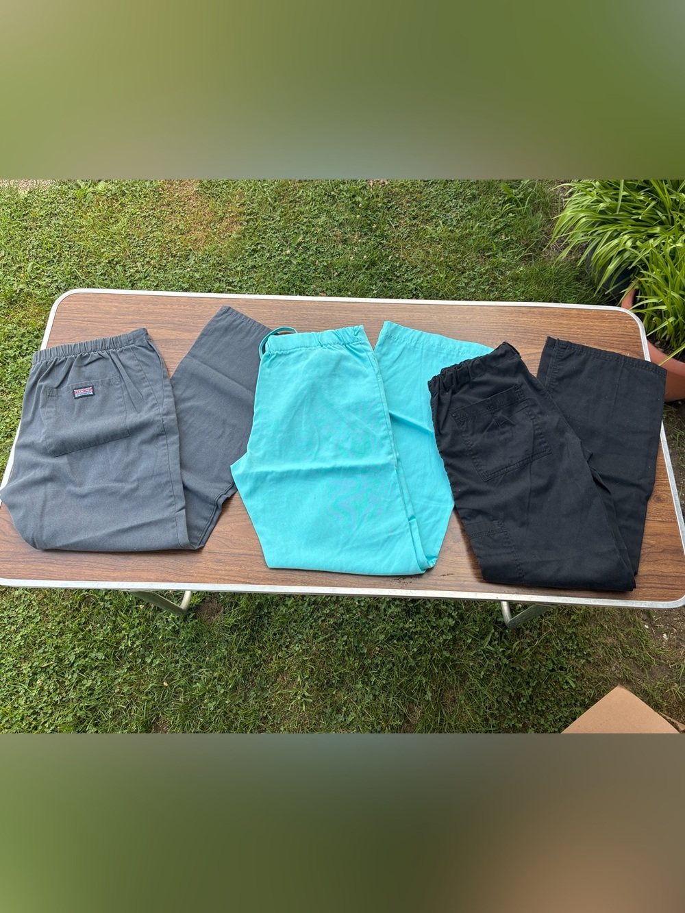 Set of 3 Cherokee Landau Scrub Pants Xsmall Blue and Black Medical Workwear